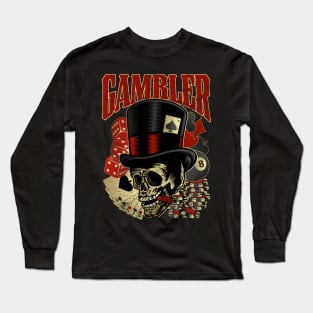 Gambler Skull Long Sleeve T-Shirt